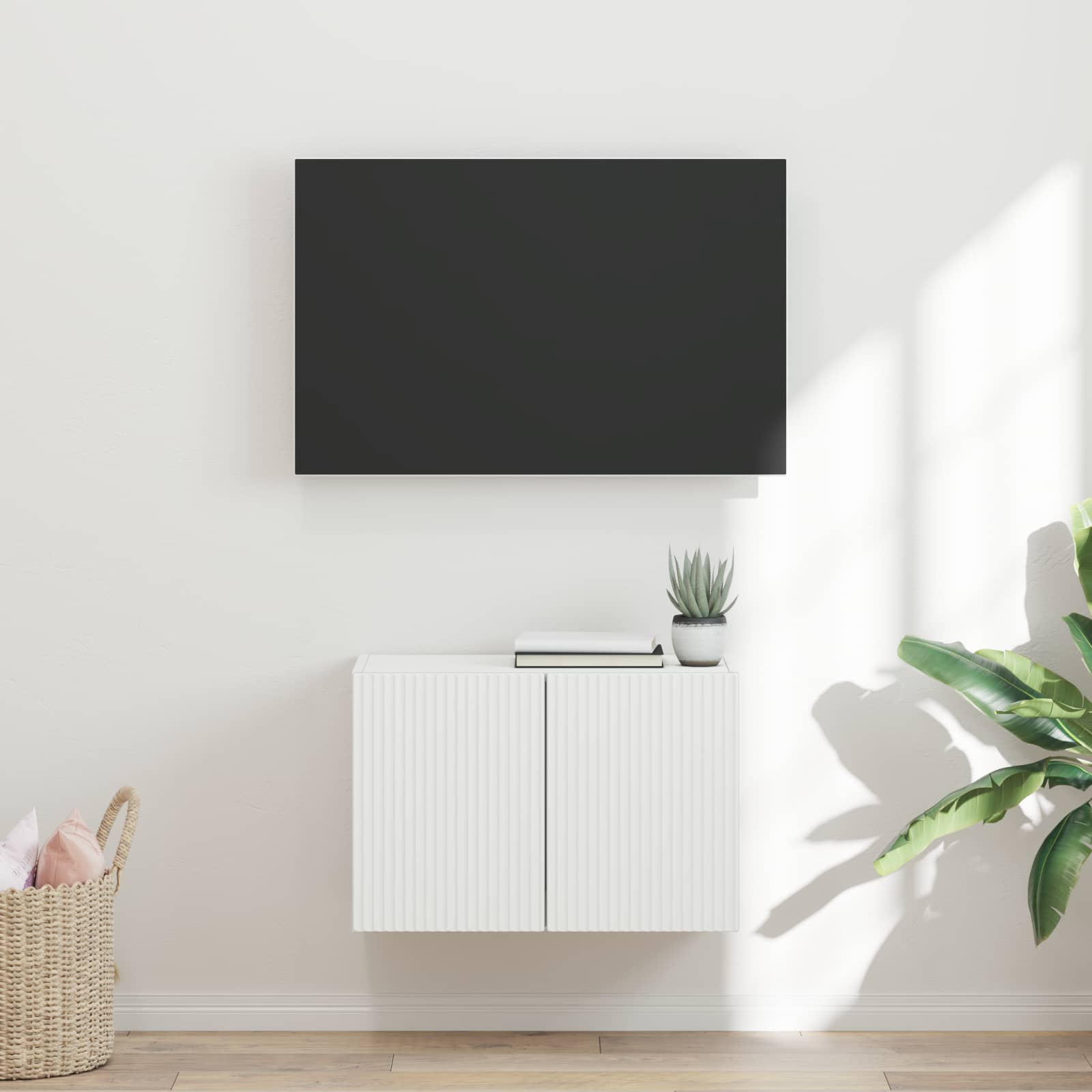 TV sieninė spintelė Balta 59,5 x 31 x 40 cm Apdirbta mediena