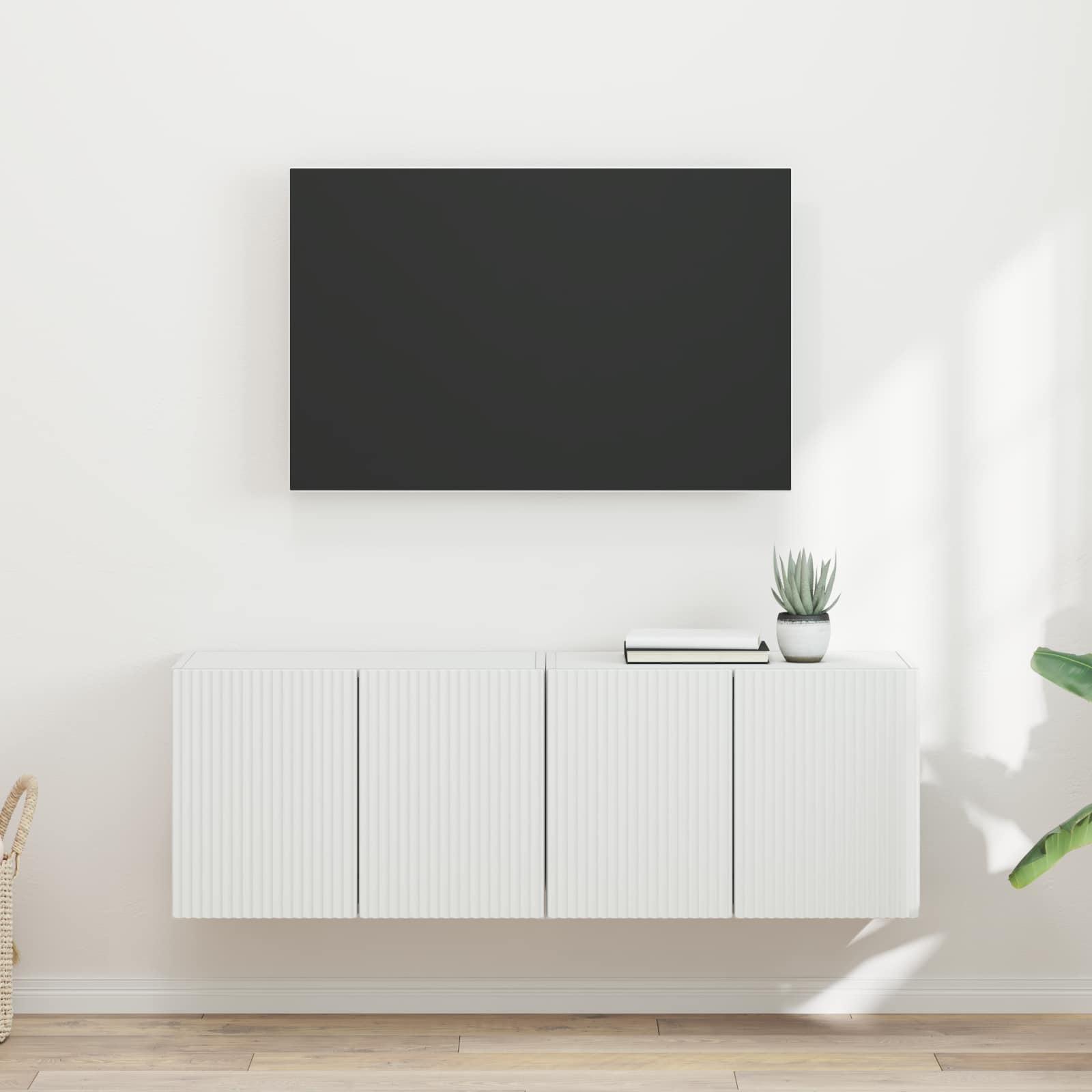 TV sieninė spintelė 2 pcs Balta 59,5 x 31 x 40 cm
