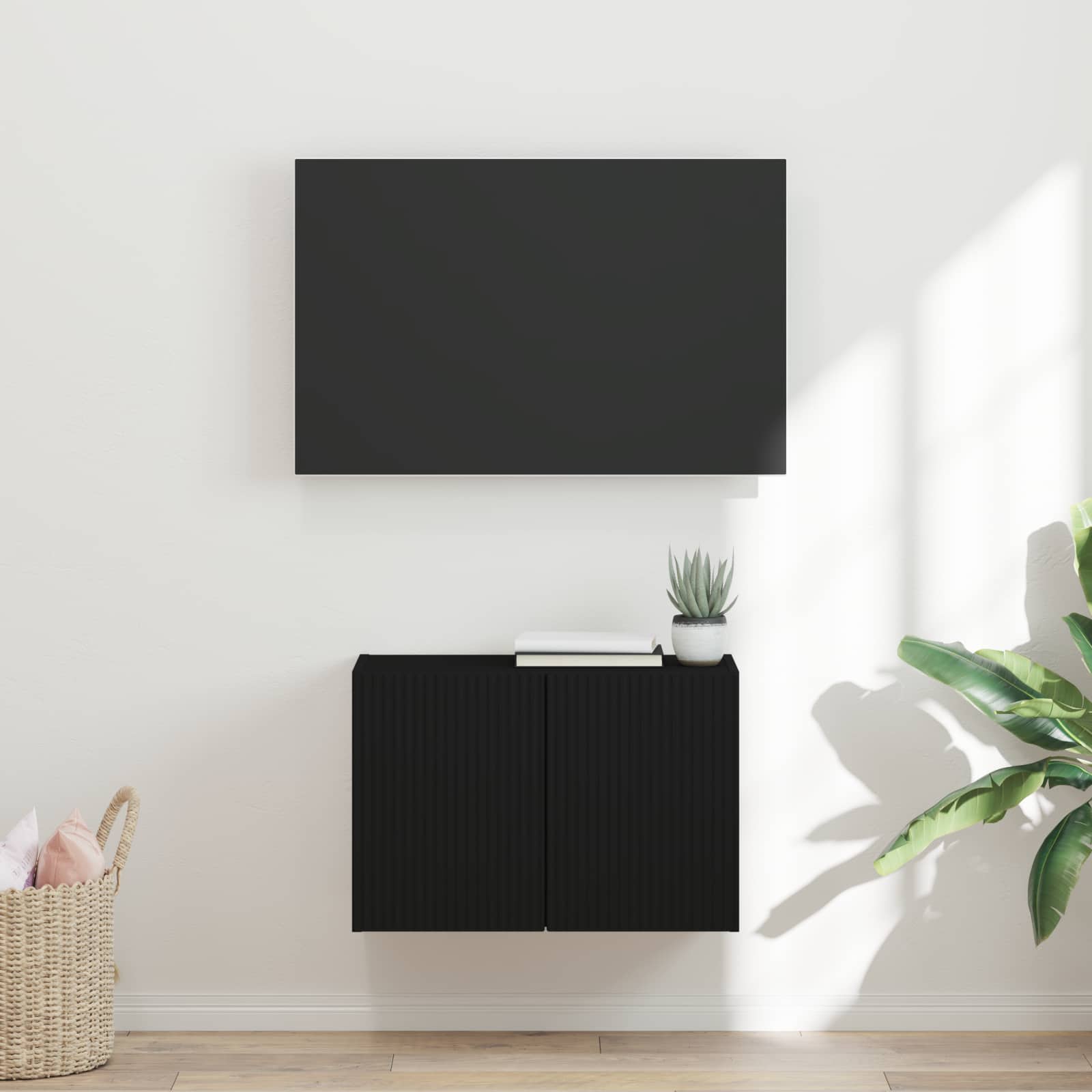 TV sieninė spintelė Juoda 59,5 x 31 x 40 cm Apdirbta mediena