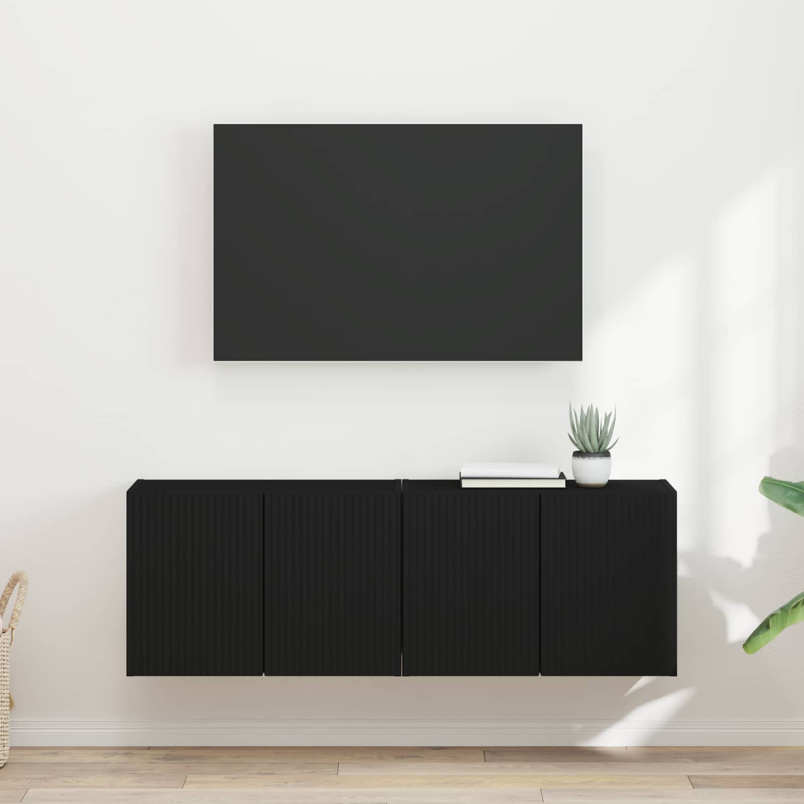 TV sieninė spintelė 2 pcs Juoda 59,5 x 31 x 40 cm