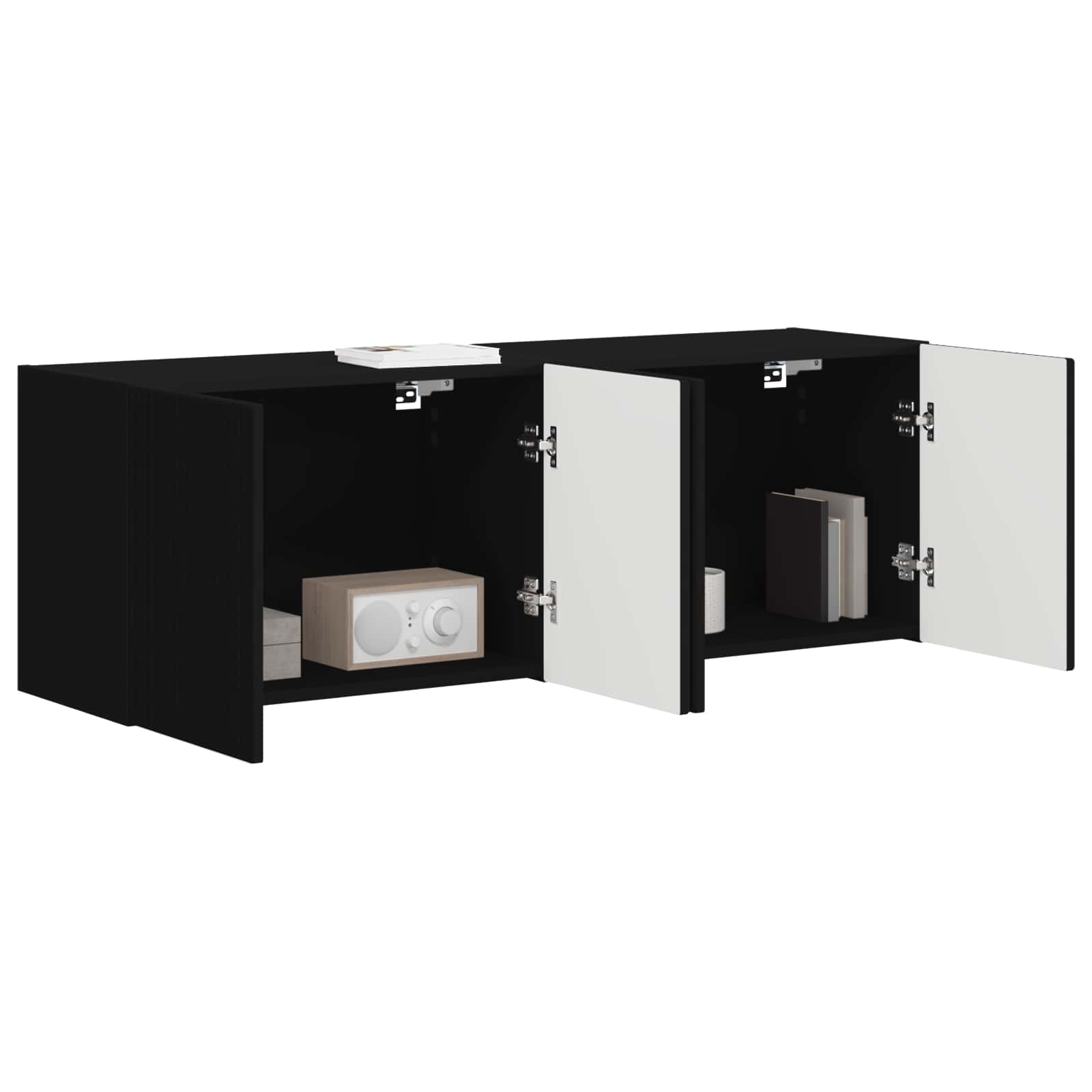 TV sieninė spintelė 2 pcs Juoda 59,5 x 31 x 40 cm