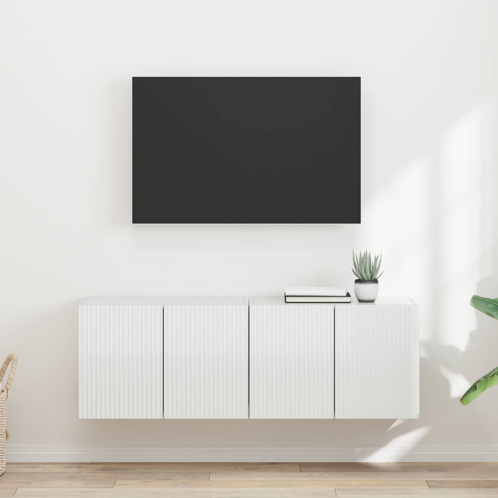 TV sienas skapītis 2 gab. Spīdīgi balts
