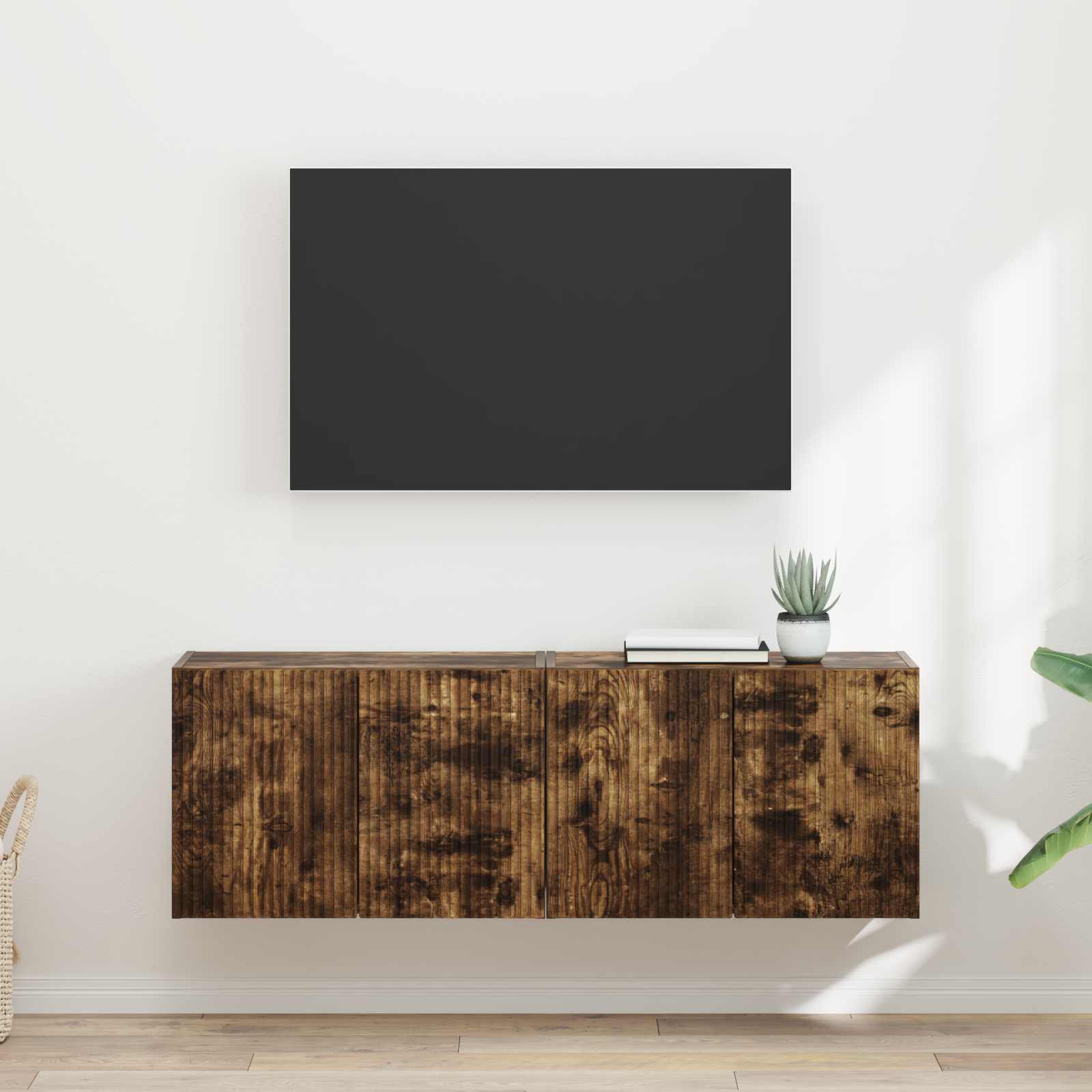 TV sieninė spintelė 2 pcs Rūkyta ąžuolas 59,5 x 31 x 40 cm