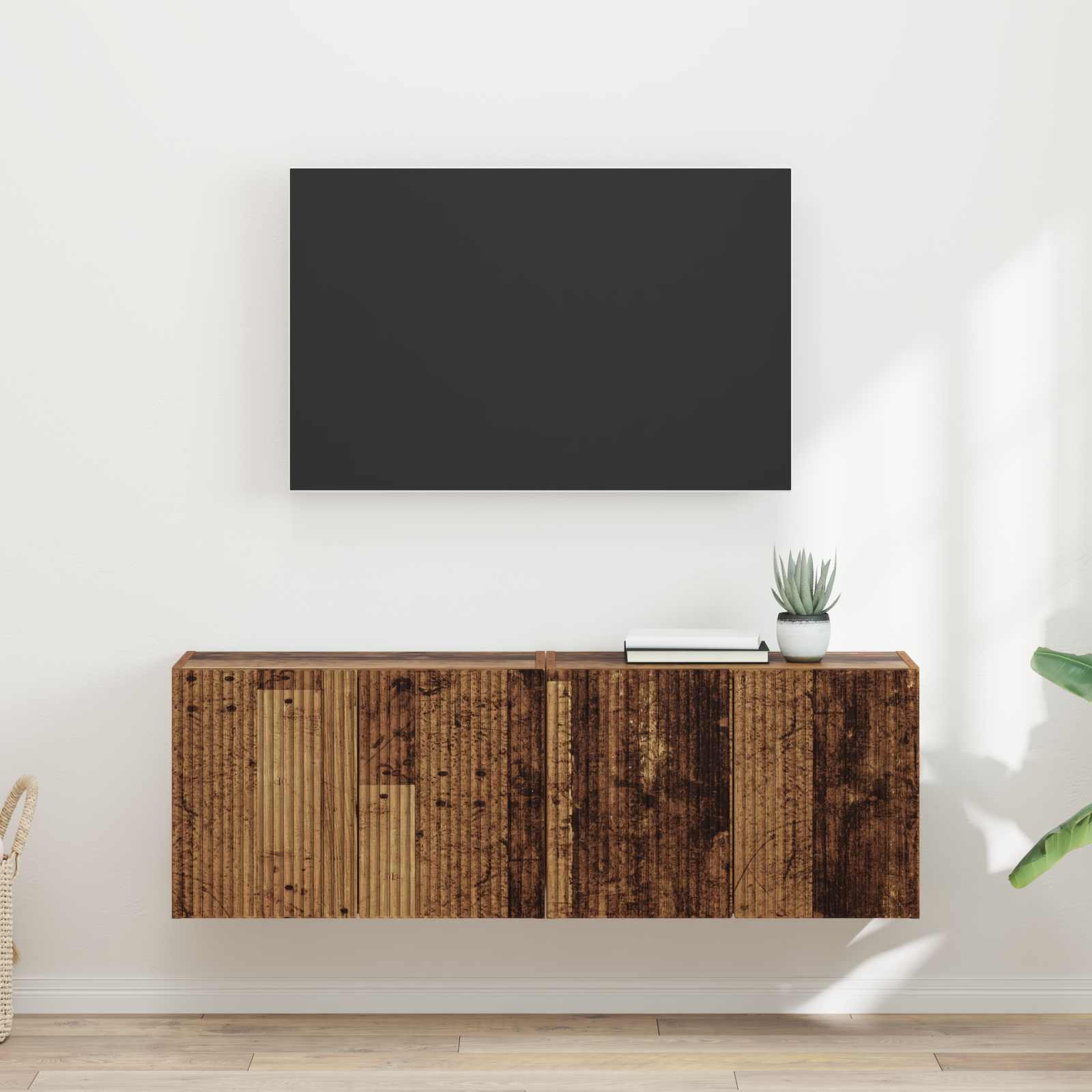 TV sienas skapītis 2 gab. Antīkā koka 59,5x31x40 cm