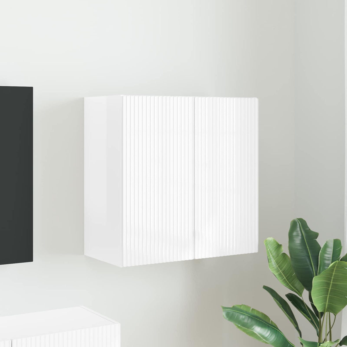 TV sieninė spintelė 59,5 x 31 x 60 cm Aukštai blizganti balta