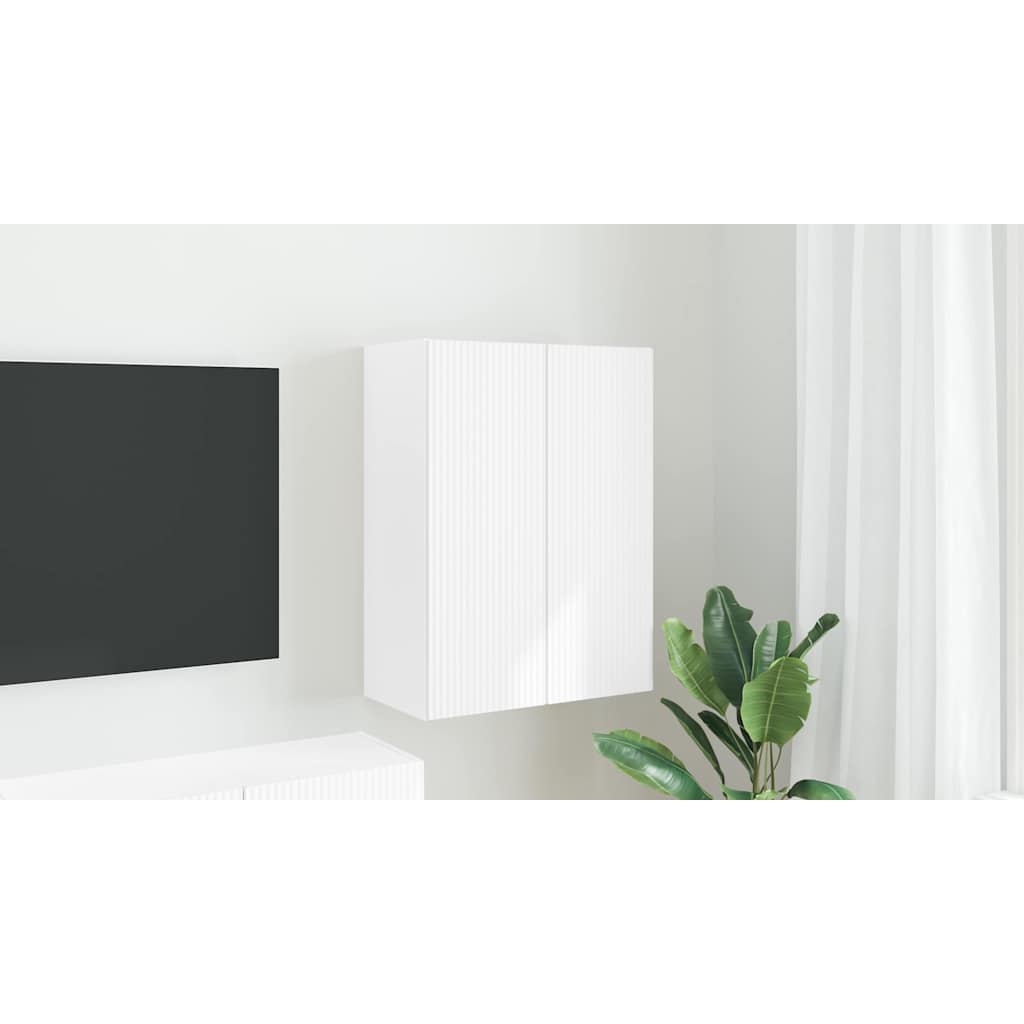 TV sieninė spintelė Balta 59,5 x 31 x 80 cm Apdirbta mediena