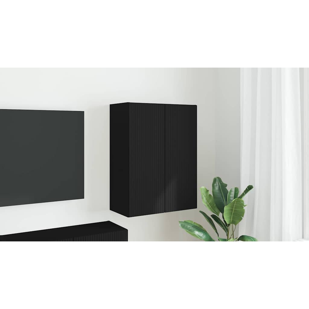 TV sieninė spintelė Juoda 59,5 x 31 x 80 cm Apdirbta mediena