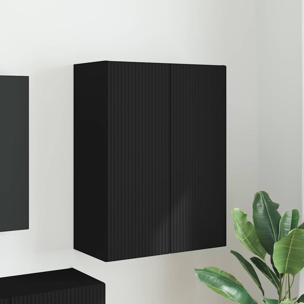 TV sieninė spintelė Juoda 59,5 x 31 x 80 cm Apdirbta mediena