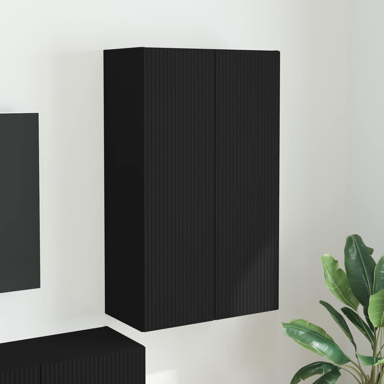 TV sieninė spintelė Juoda 59,5 x 31 x 100 cm Apdirbta mediena