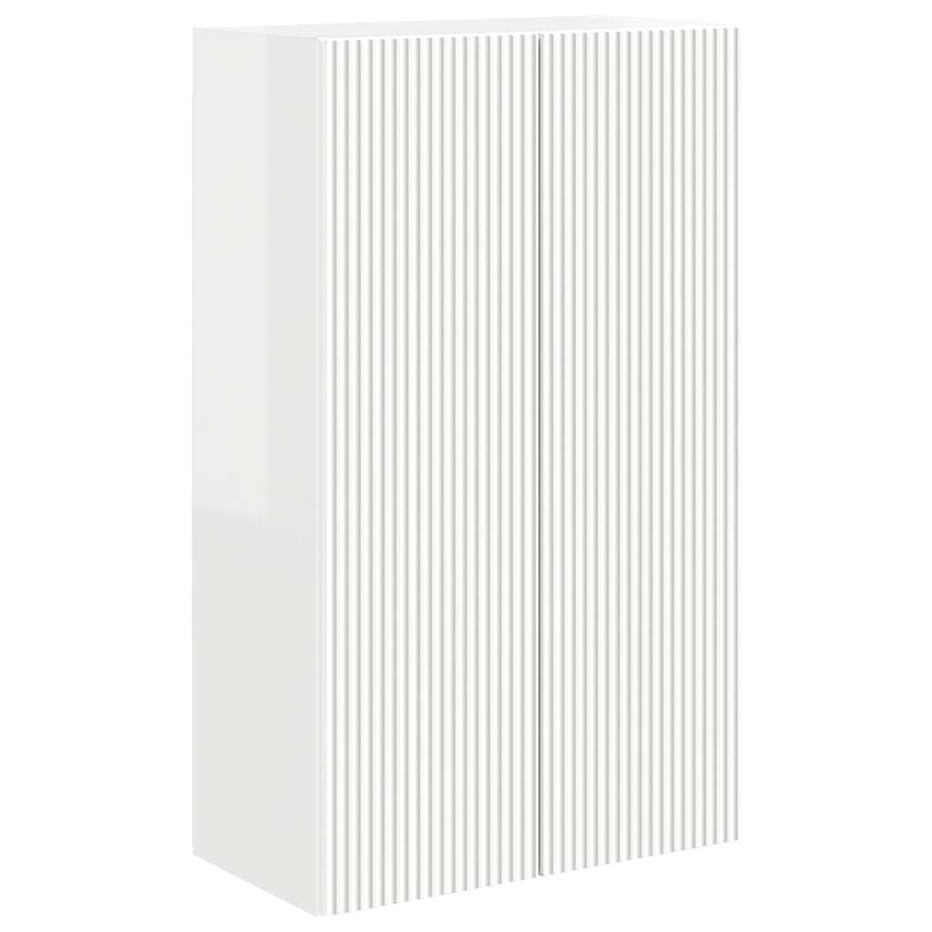 TV sieninė spintelė Aukštai blizganti balta 59,5 x 31 x 100 cm