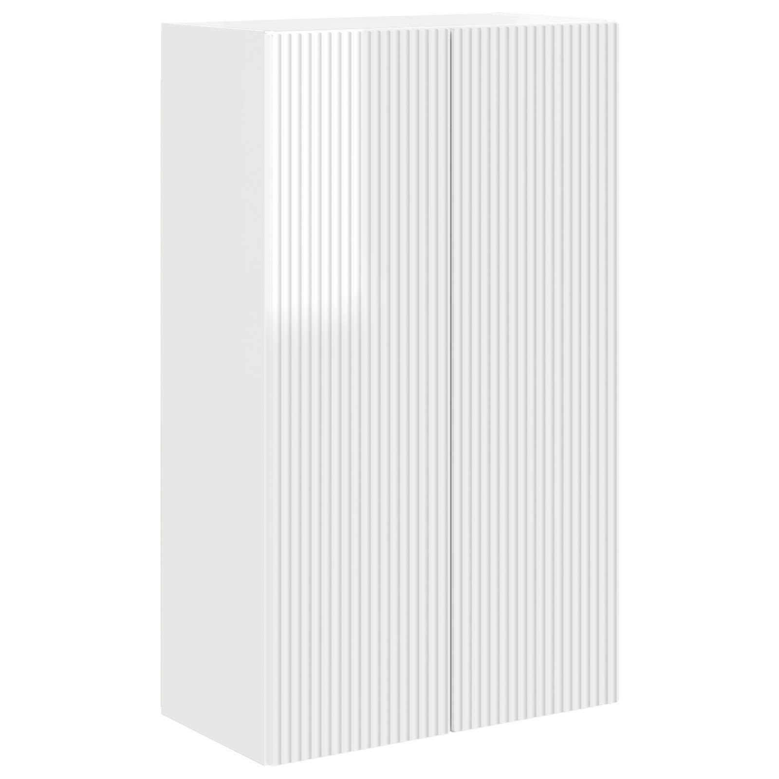TV sieninė spintelė Aukštai blizganti balta 59,5 x 31 x 100 cm