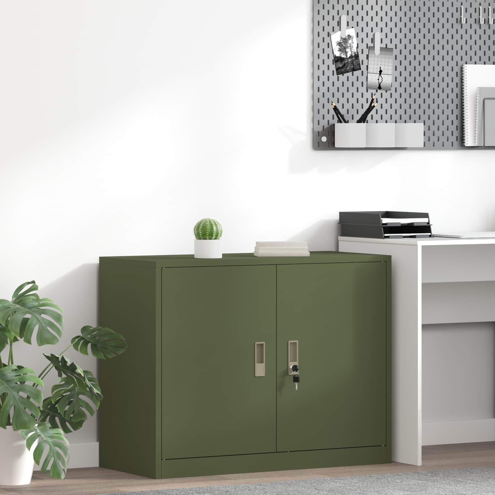 Storage Cabinet with Storage Olive Green 90 x 40 x 70 cm
