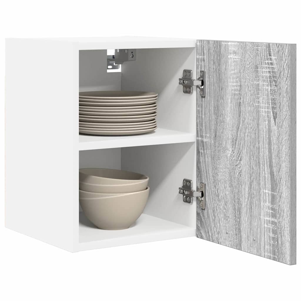 Wall cabinet with shelf Riga Grey Sonoma and white