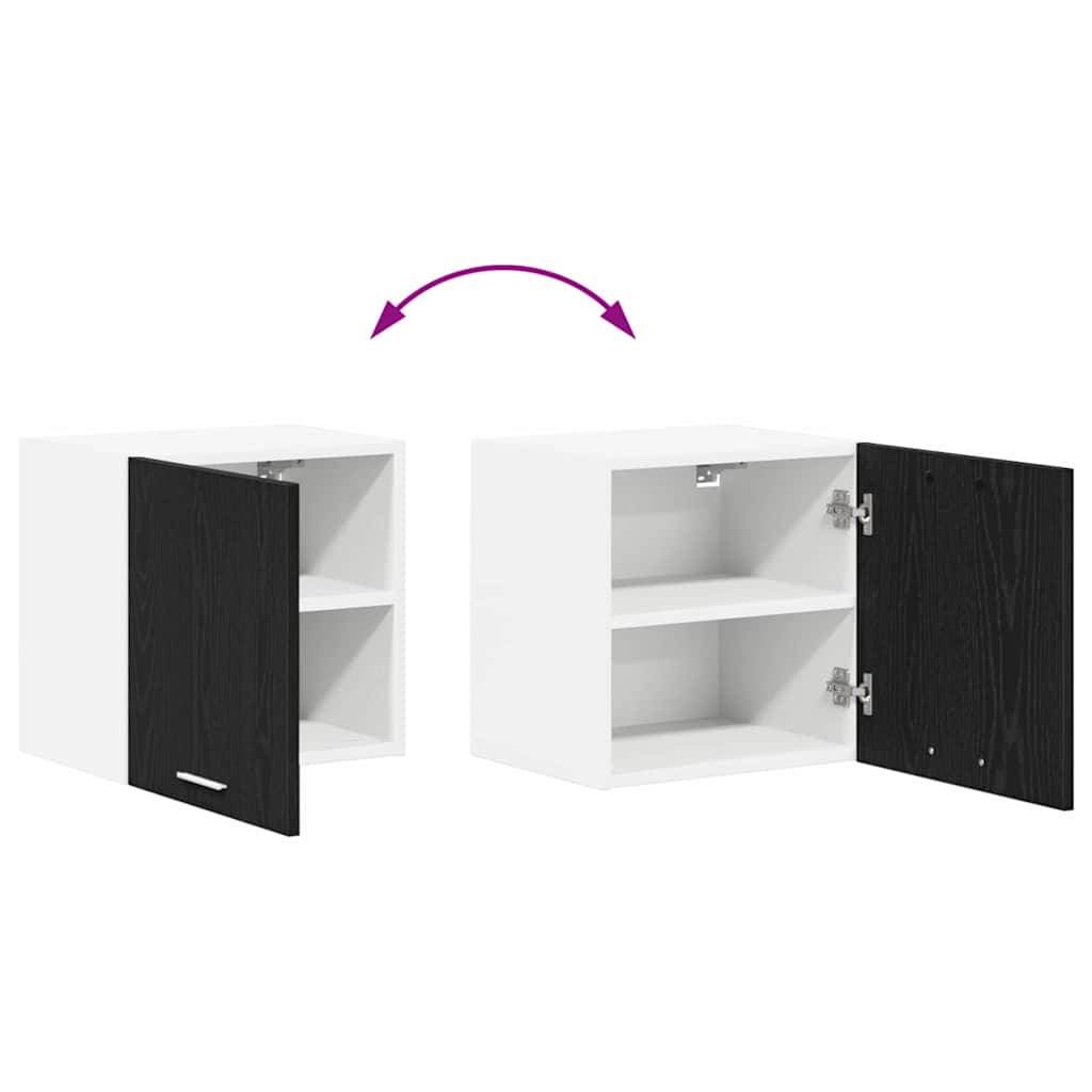 Wall-mounted cabinet with storage Riga Black Oak and White