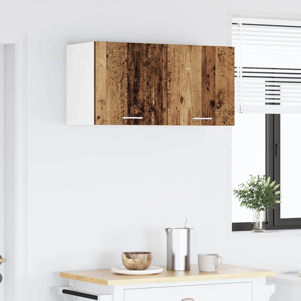 Wall cabinet with a shelf Riga Old wood and white