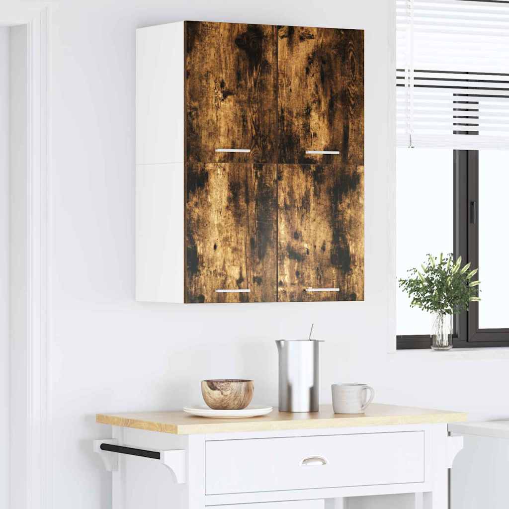 Wall cabinet with shelf Riga Smoked oak and white