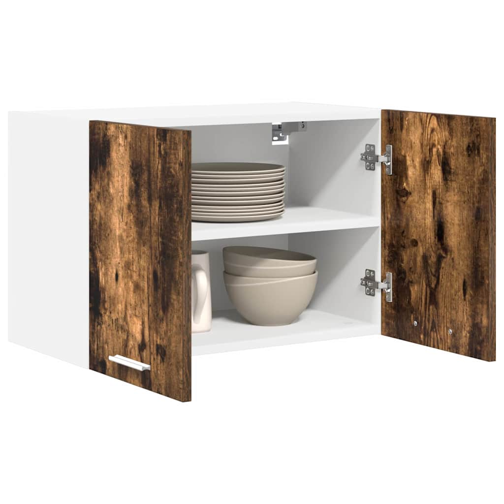 Wall cabinet with shelf Riga Smoked oak and white