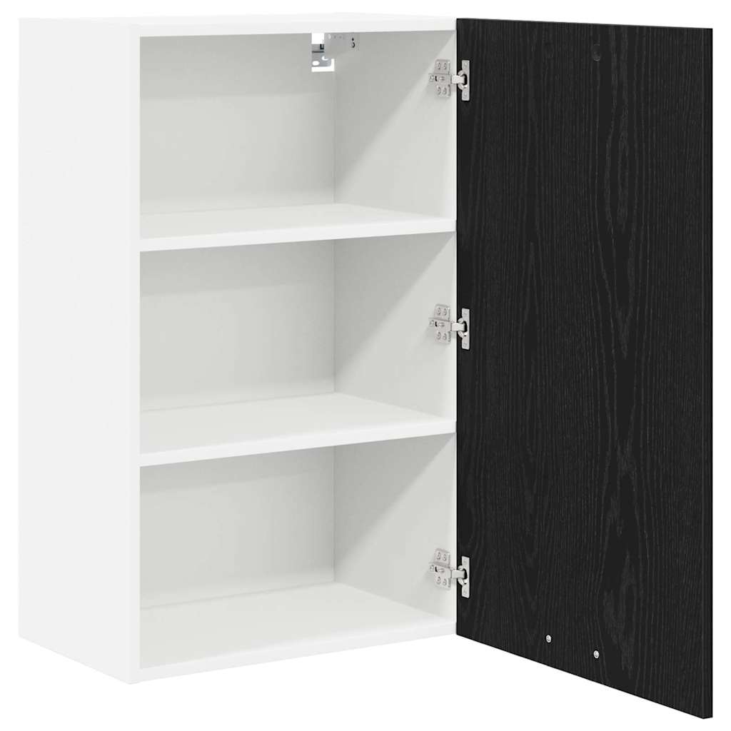Wall-mounted cabinet with shelf Riga Black oak and white