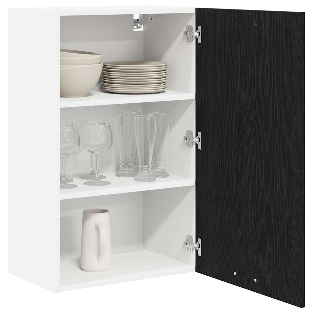Wall-mounted cabinet with shelf Riga Black oak and white
