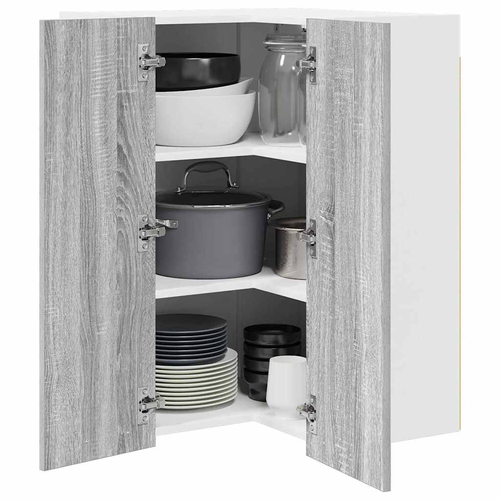 Wall cabinet with shelf Riga Grey Sonoma and white