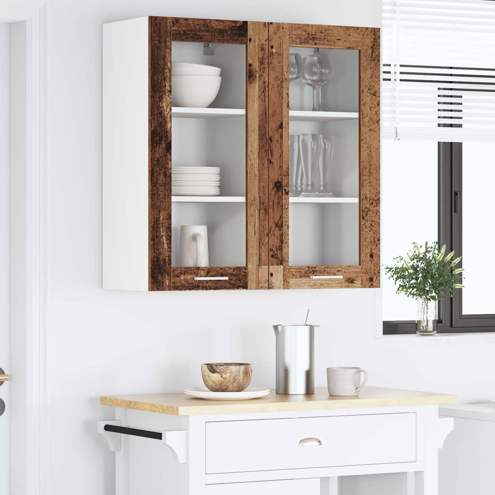 Wall Cabinet Riga 2 pcs Vintage Wood 40 x 31 x 80 cm