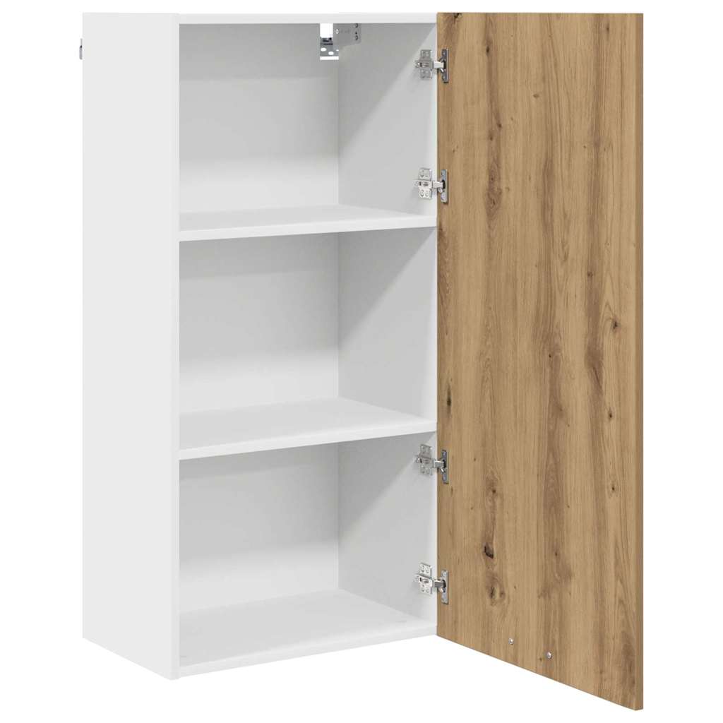 Wall-mounted cabinet with shelf Riga Sonoma oak and white