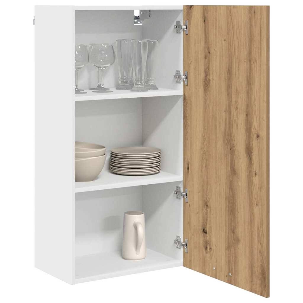 Wall-mounted cabinet with shelf Riga Sonoma oak and white
