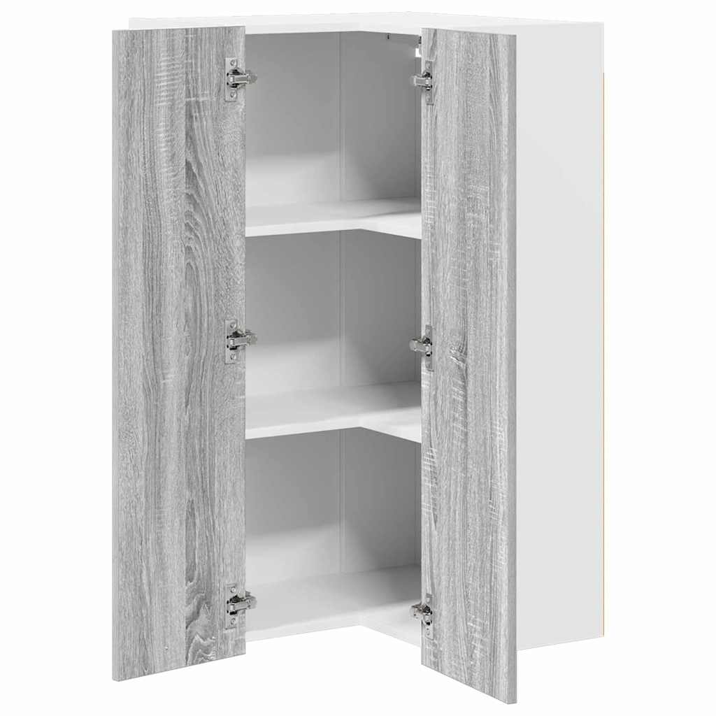 Wall-mounted cabinet with shelf Riga Sonoma oak and white