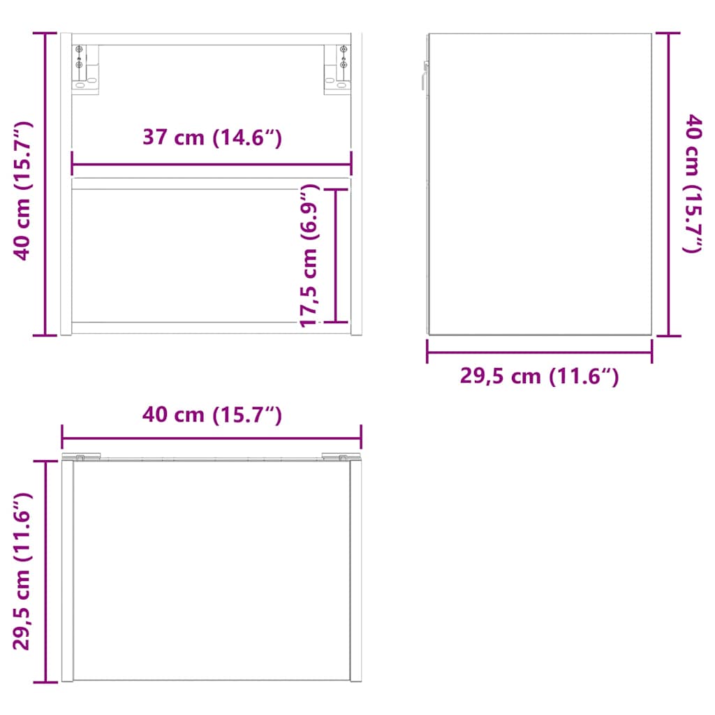 Wall-mounted cabinet Riga Black oak 40 x 29.5 x 40 cm