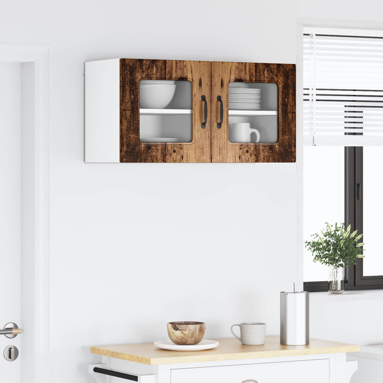 Virtuvės sieninė spintelė 2 pcs Senovinis medis 40 x 31 x 40 cm