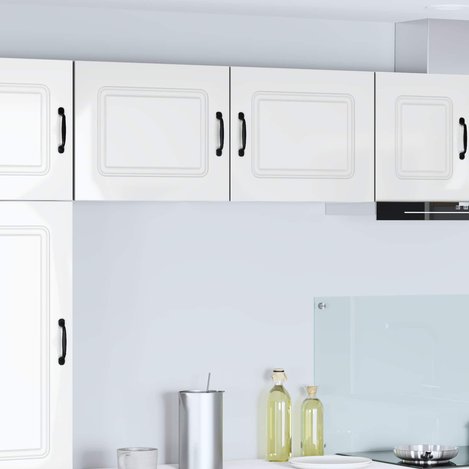 Kitchen wall cabinet with shelf High gloss white