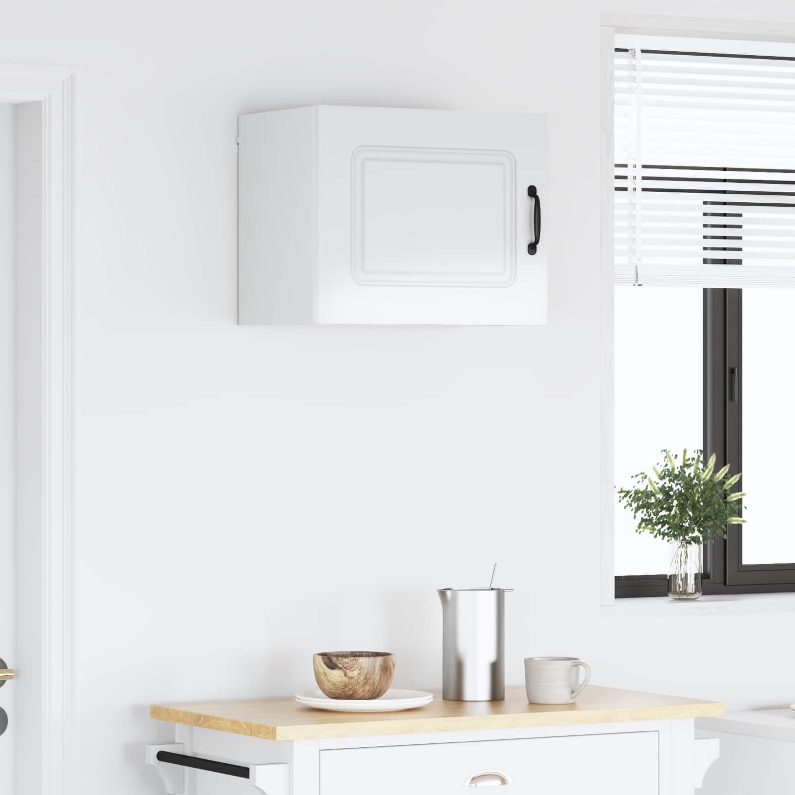 Kitchen wall cabinet with shelf High gloss white