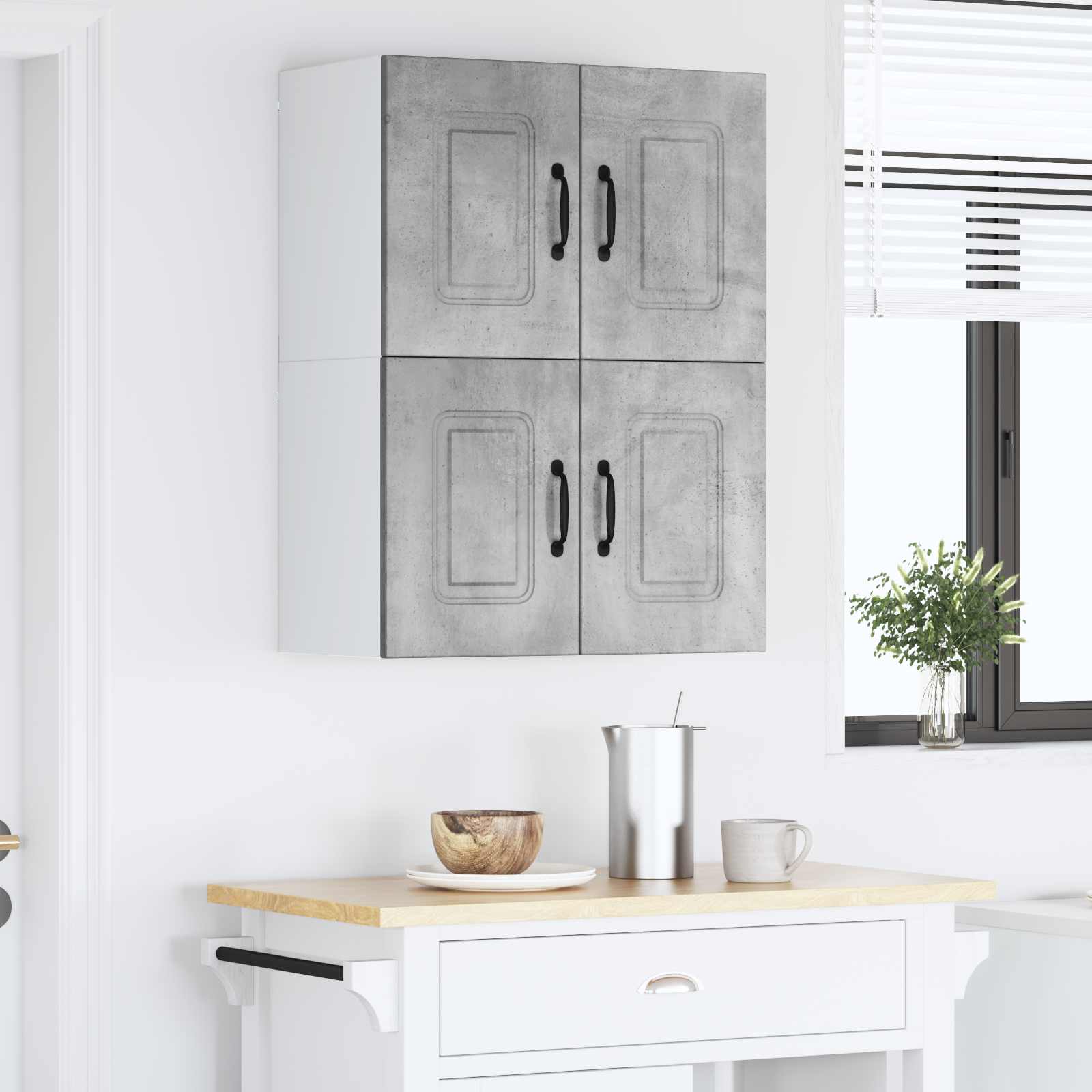 Virtuvės sieninė spintelė 2 pcs Betono pilka 60 x 31 x 40 cm