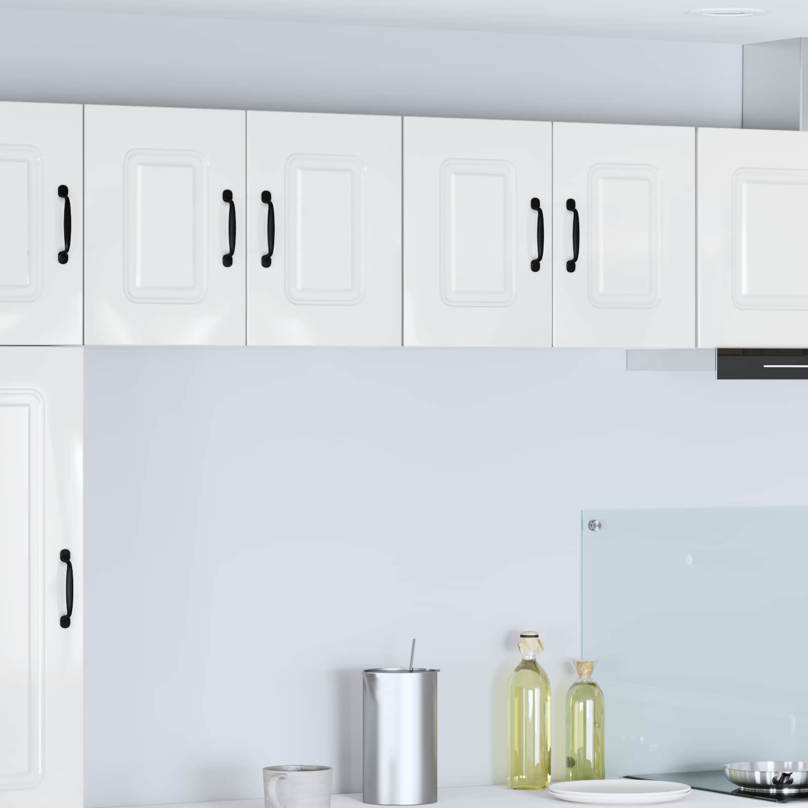 Kitchen wall cabinet with shelf High gloss white