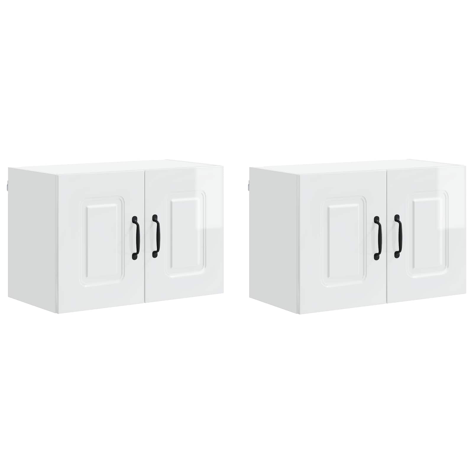 Virtuvės sieninė spintelė 2 pcs Aukštai blizganti balta