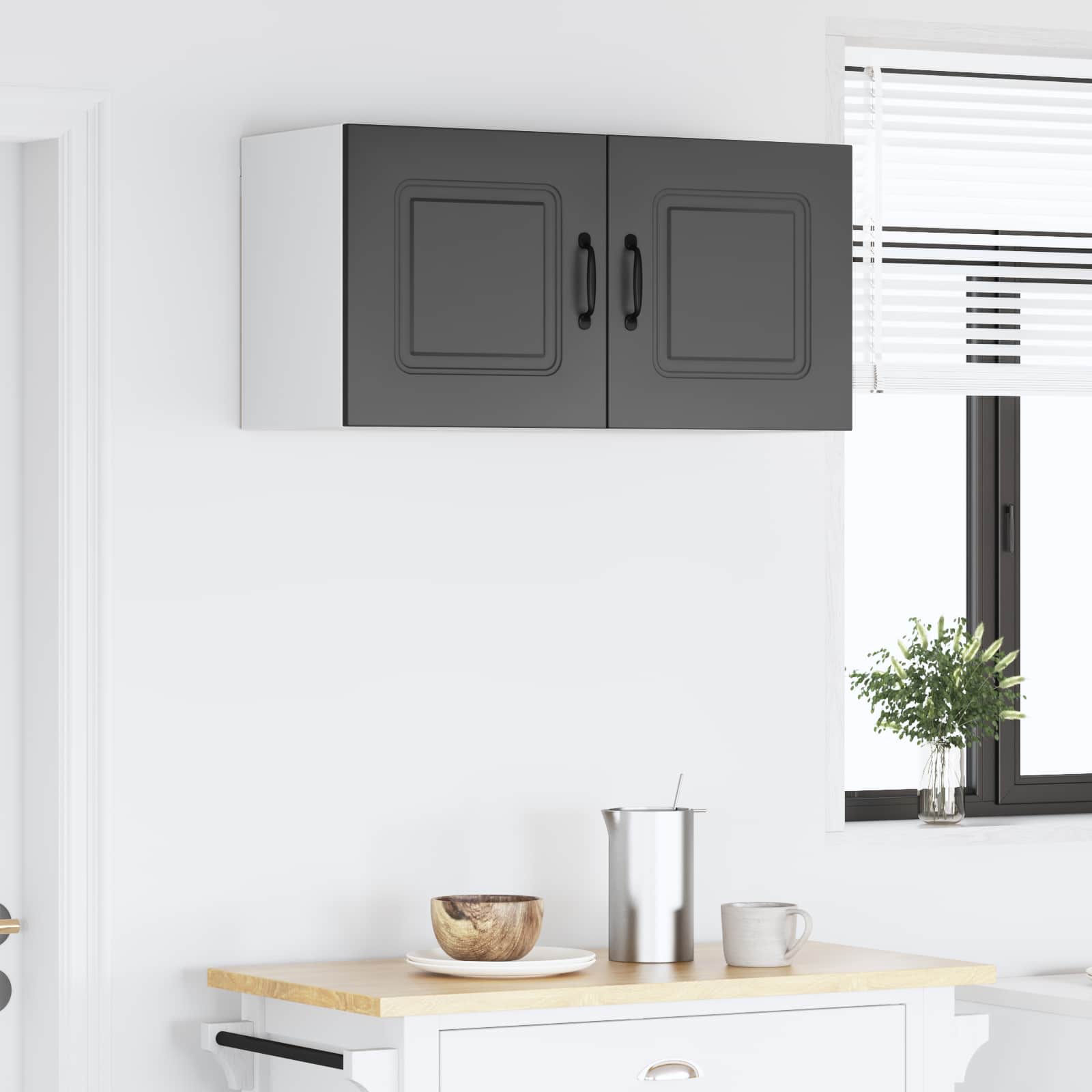 Virtuves sienas skapis ar plauktu melns 80 x 31 x 40 cm