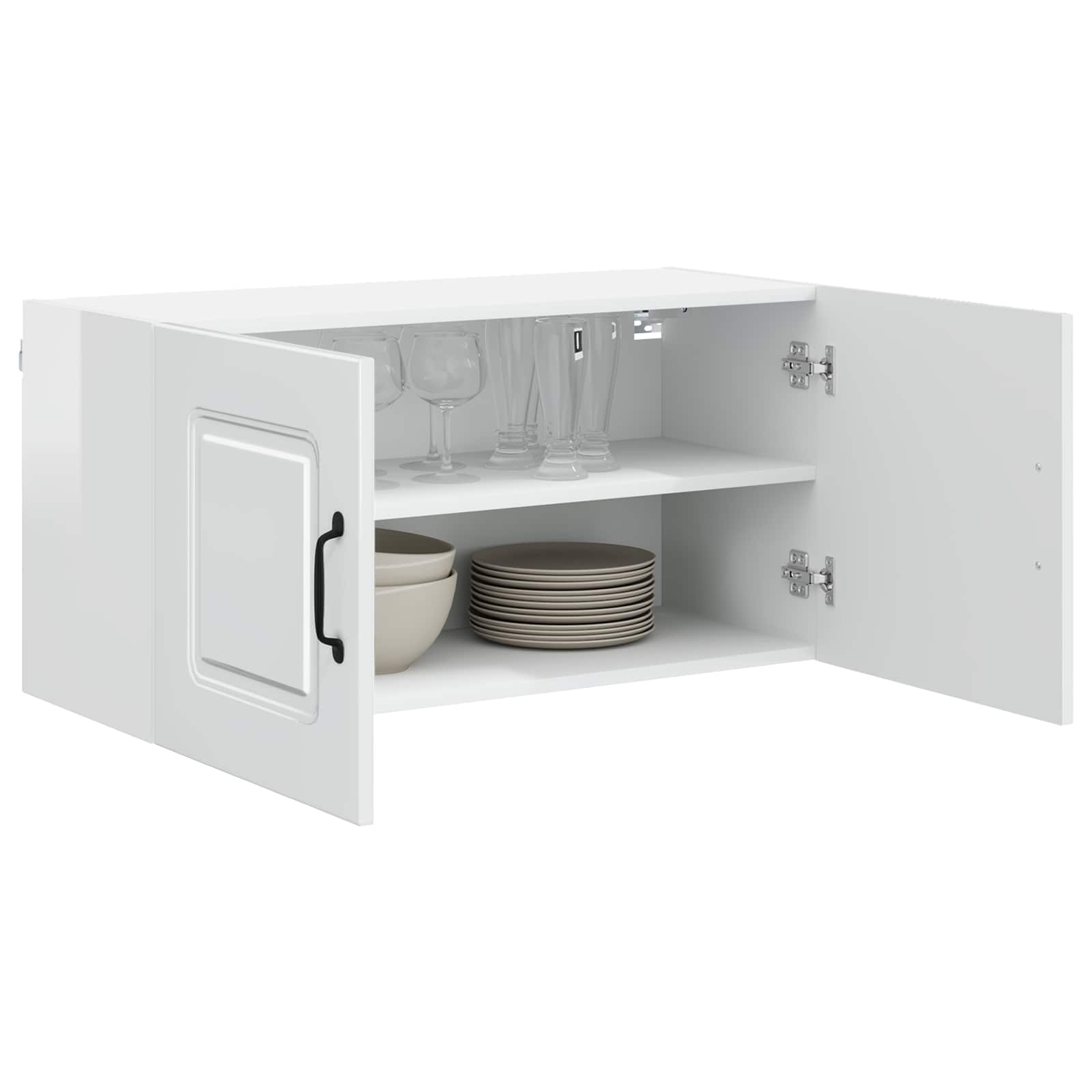 Kitchen wall cabinet with shelf High gloss white