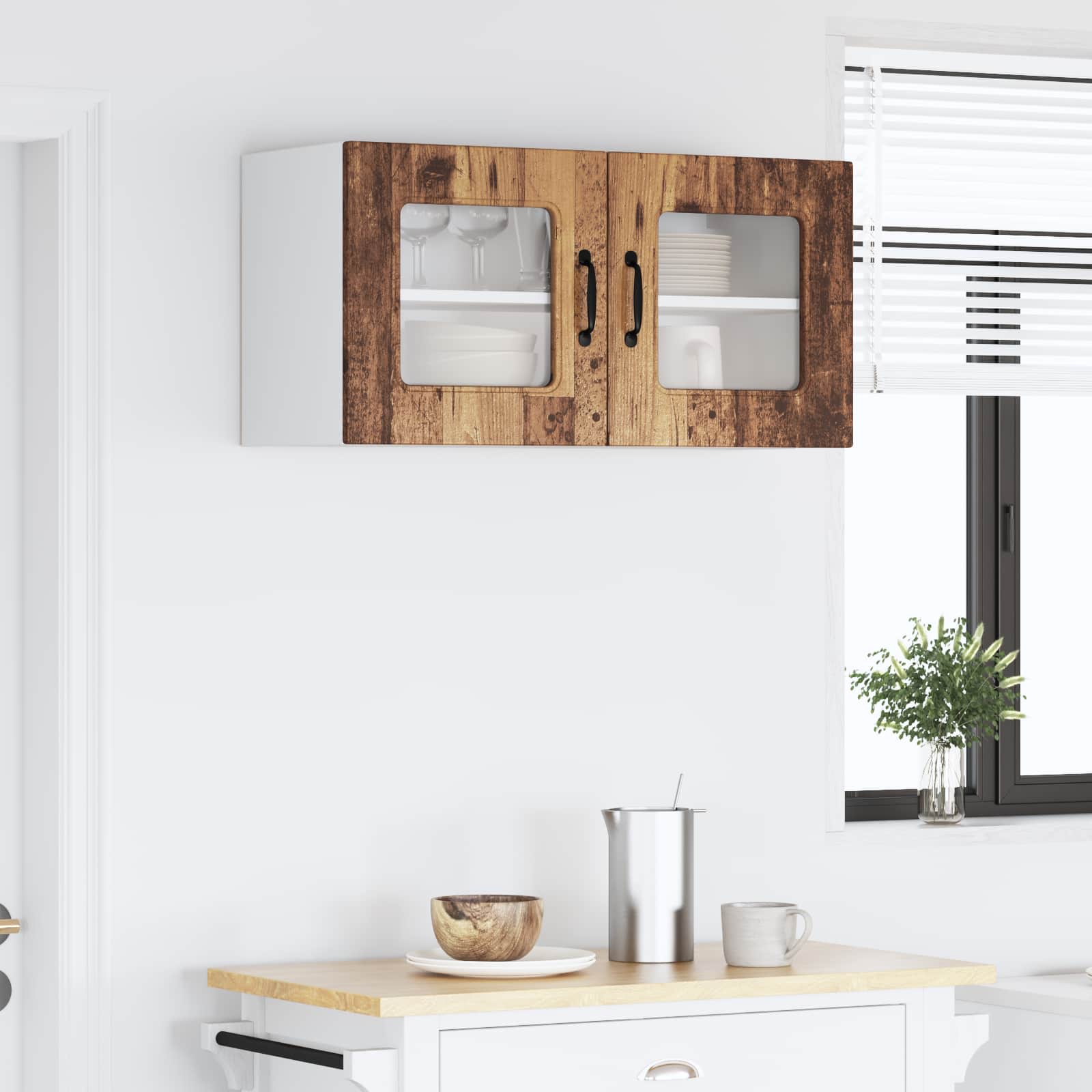 Kitchen Wall Cabinet Antique Wood 80 x 31 x 40 cm