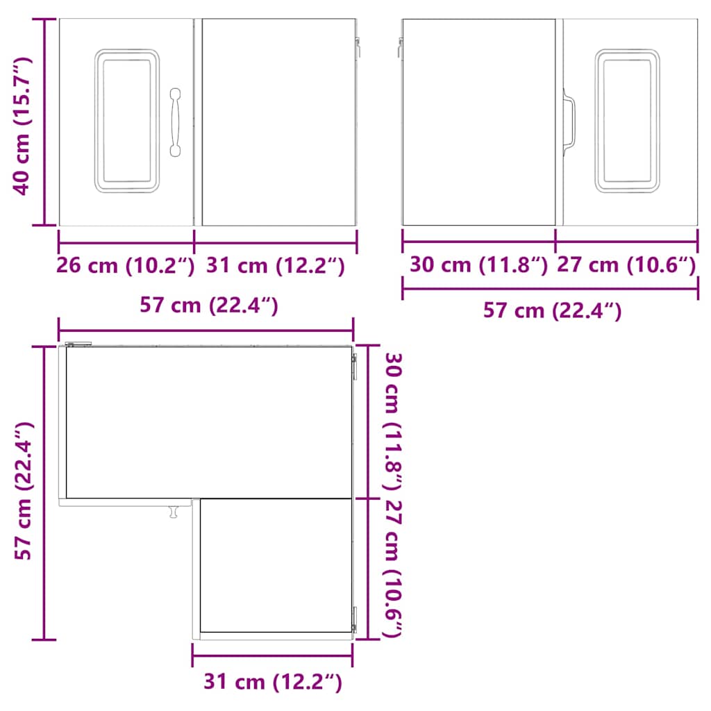 Kitchen Wall Cabinet Grey Sonoma 57 x 57 x 40 cm