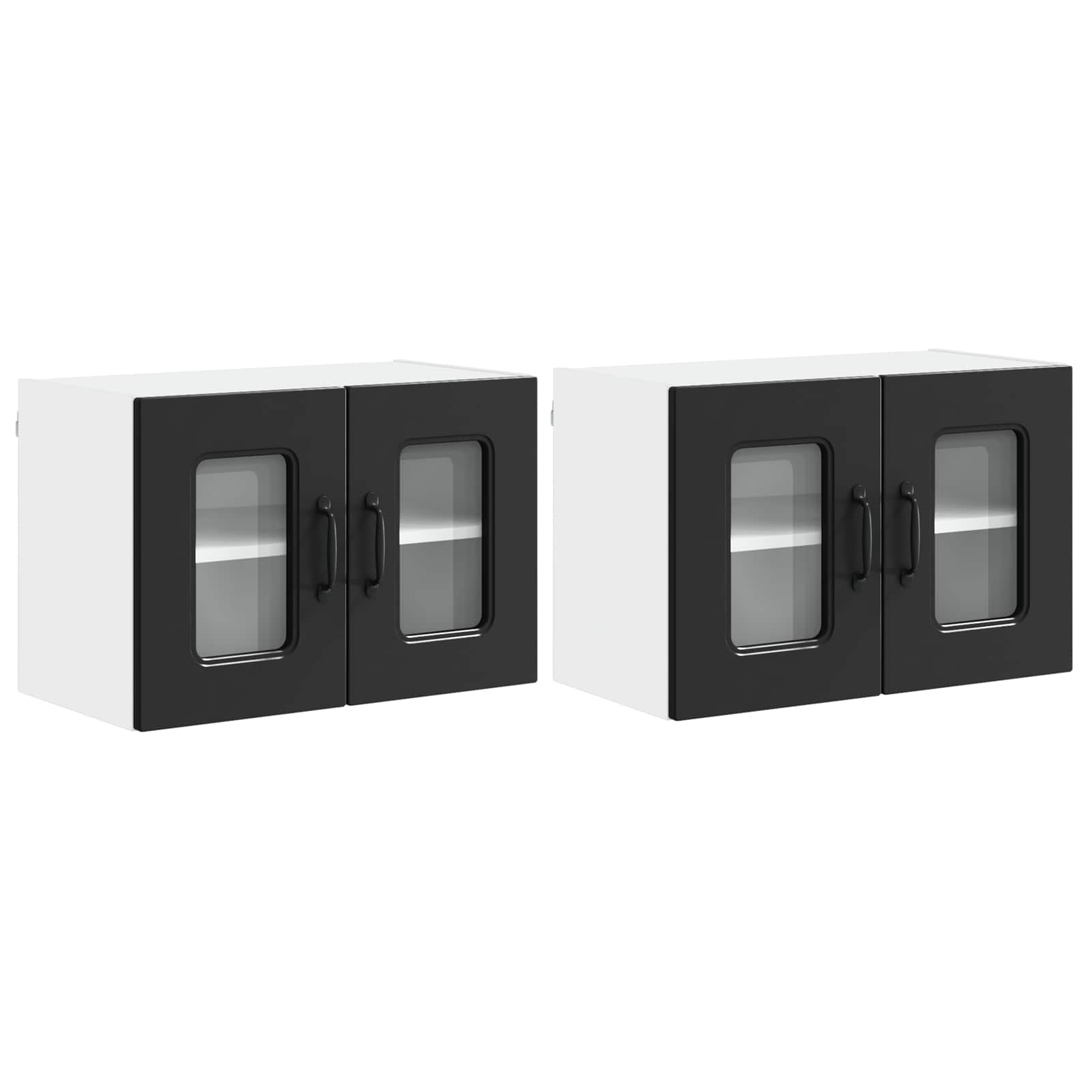 Virtuvės sieninė spintelė 2 pcs Juoda 60 x 31 x 40 cm