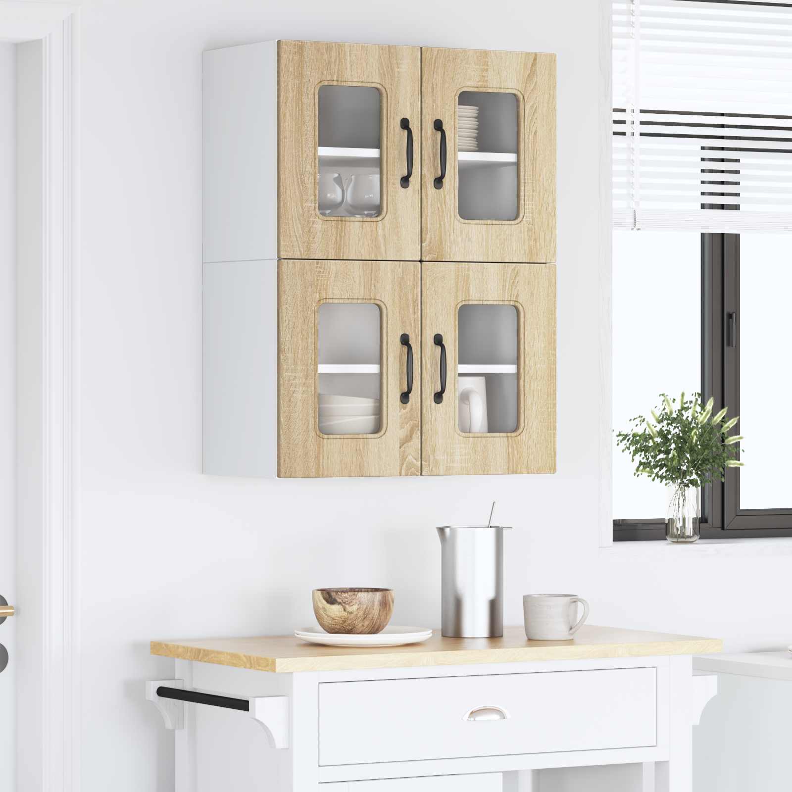 Virtuvės sieninė spintelė 2 pcs Sonoma ąžuolas 60 x 31 x 40 cm