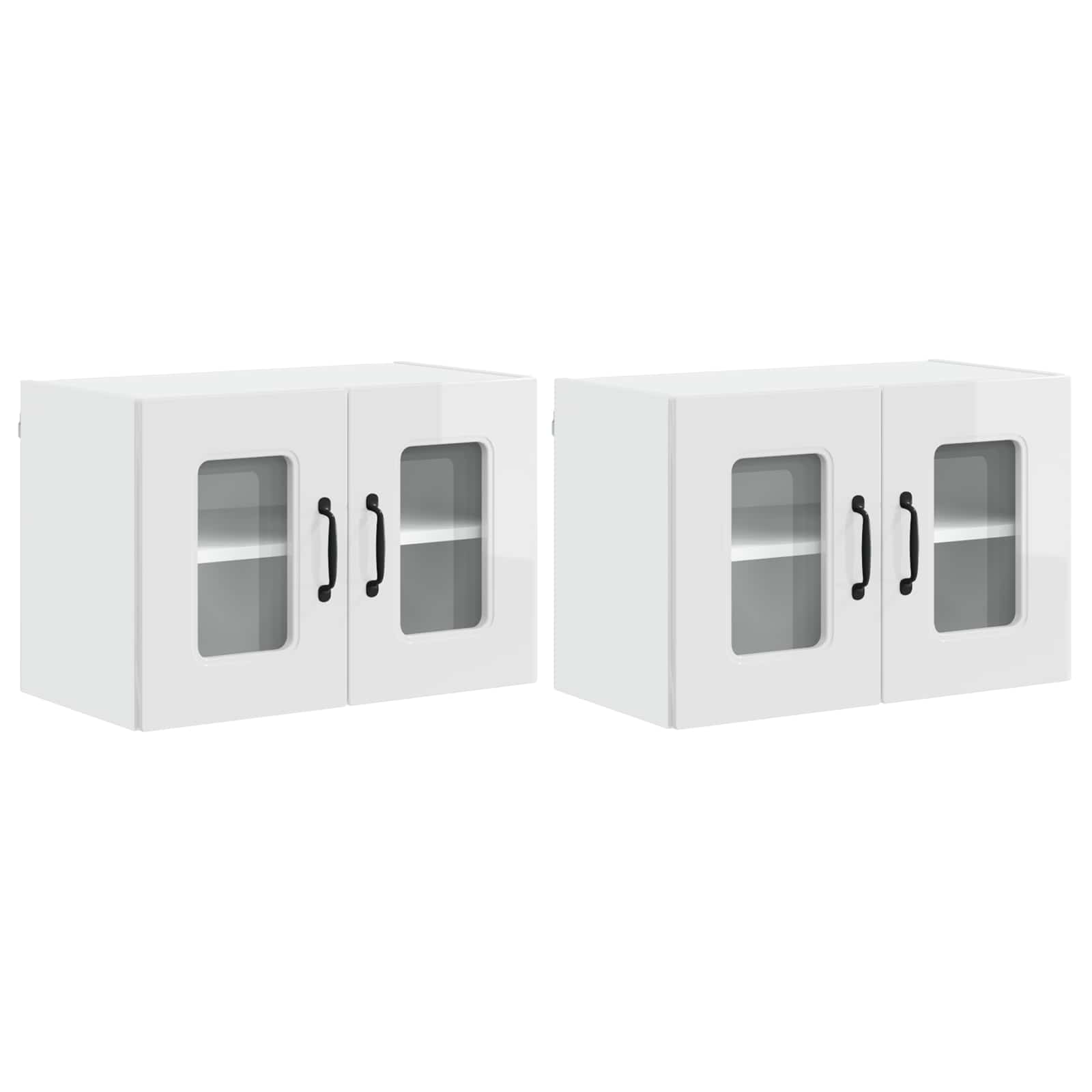 Virtuvės sieninė spintelė 2 pcs Aukštai blizganti balta