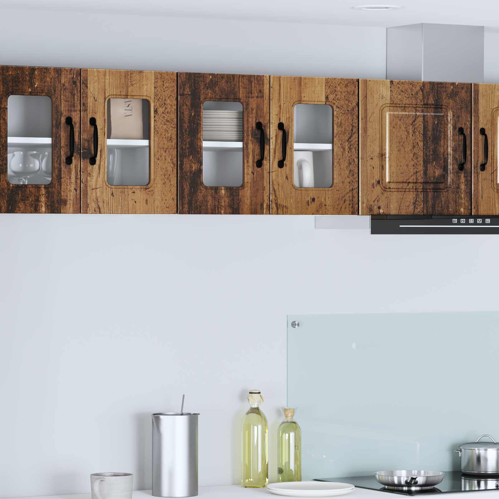 Wall kitchen cabinet 2 pcs Antique wood 60 x 31 x 40 cm