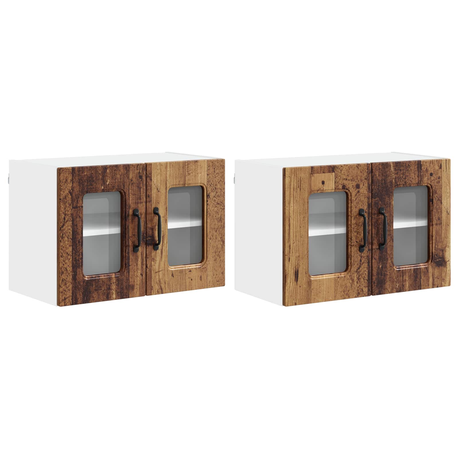 Wall kitchen cabinet 2 pcs Antique wood 60 x 31 x 40 cm