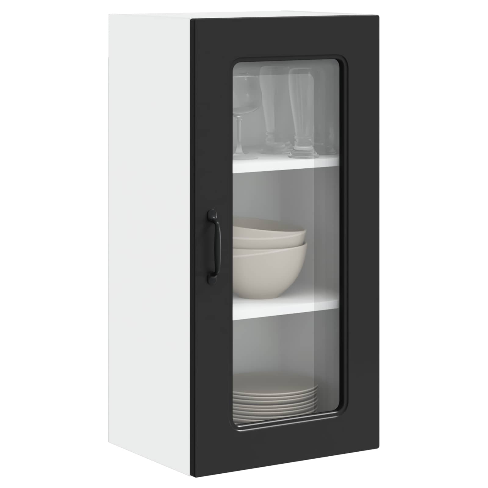 Virtuves sienas skapis ar plauktu melns 40 x 31 x 80 cm