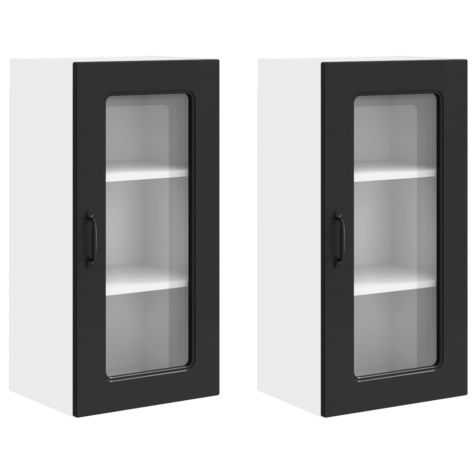 Virtuvės sieninė spintelė 2 pcs Juoda 40 x 31 x 80 cm