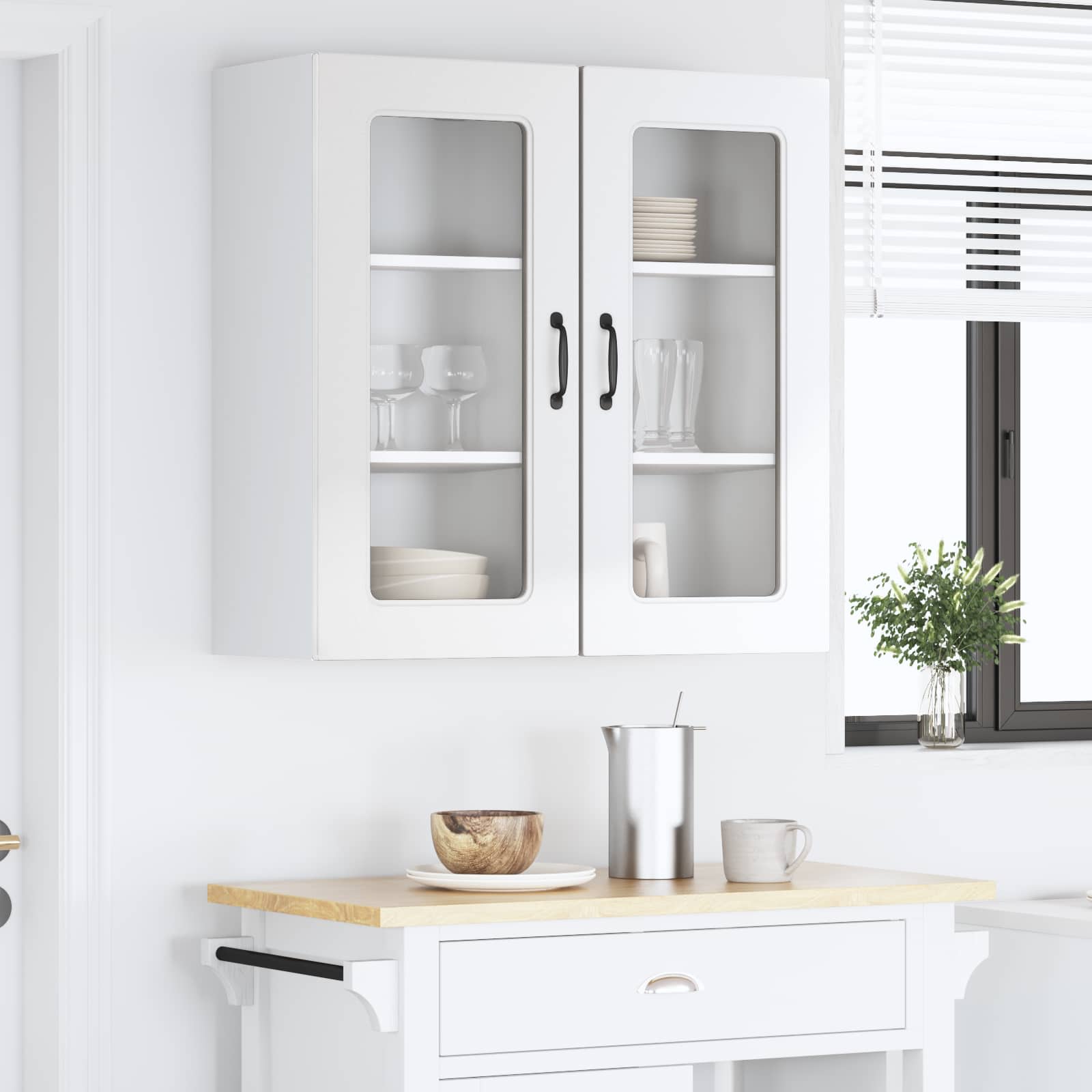 Wall Kitchen Cabinet 2 pcs High Gloss White