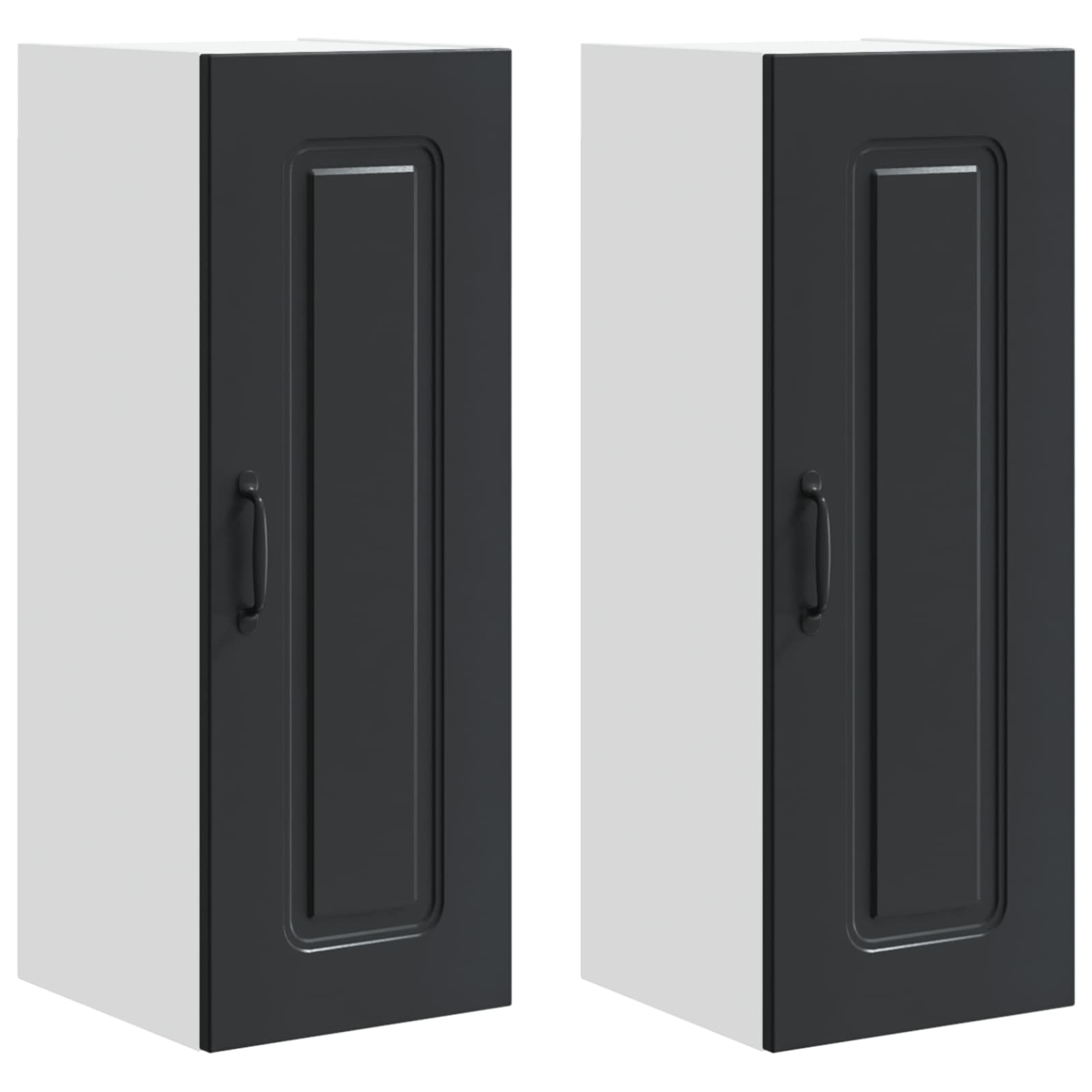 Virtuvės sieninė spintelė 2 pcs Juoda 30 x 31 x 80 cm