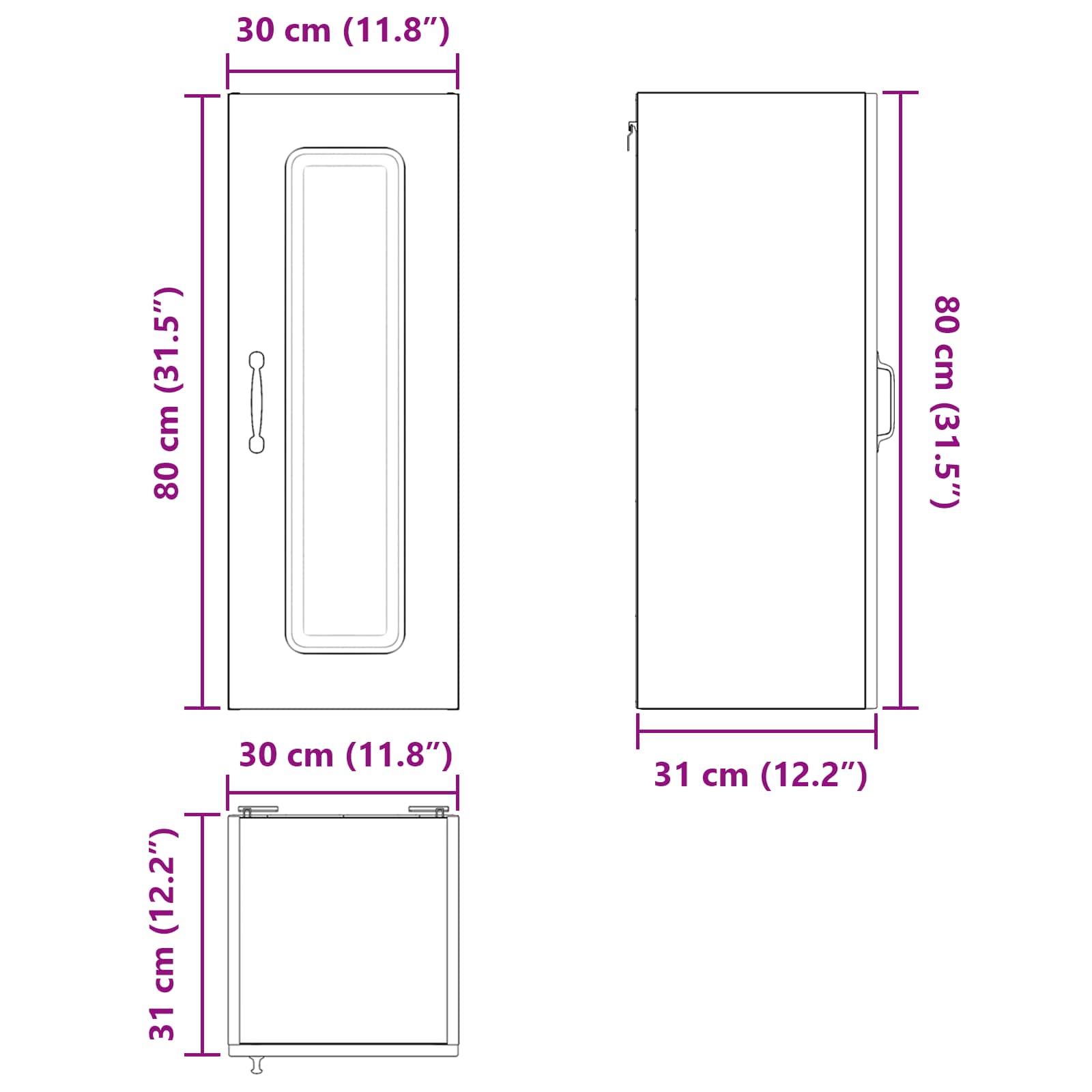 Wall Kitchen Cabinet 2 pcs Antique Wood 30 x 31 x 80 cm