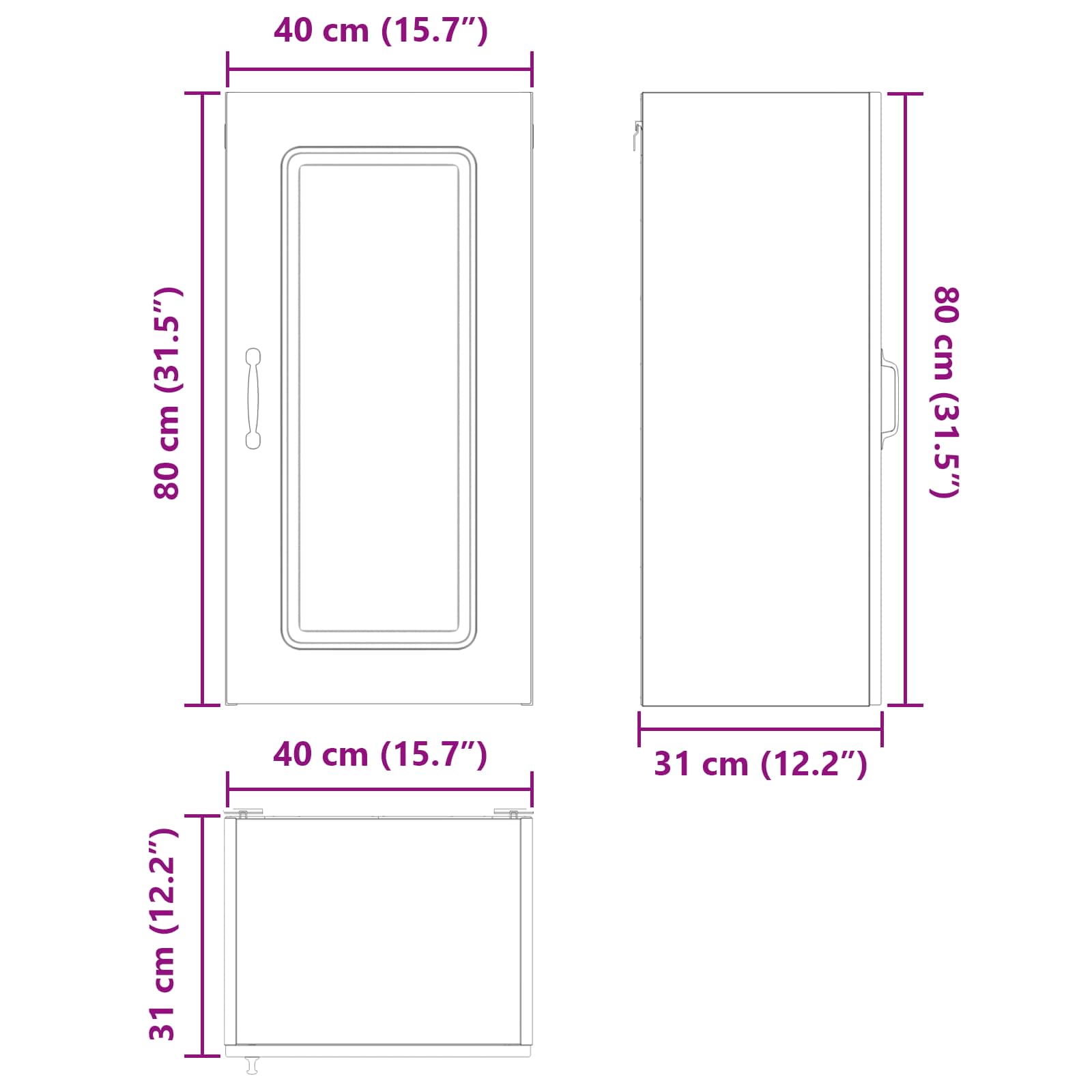 Kitchen Wall Cabinet Vintage Wood 40 x 31 x 80 cm